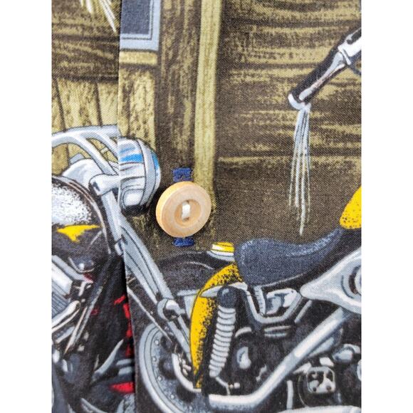 Vintage Paradise Found Tiki Tavern Aloha Hawaiian Camp Shirt Blue XL Motorcycle - Picture 6 of 9